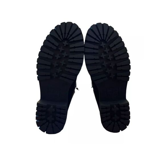 AQUA COLLEGE Womens Black 1" Platform Back Pull-Tab Grant Block Heel Moto 10 M - Picture 4 of 4